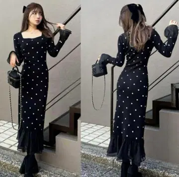 [미사용 새상품] Darich 시어 도킹 머메이드 원피스 도트 택 포함