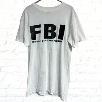 FBI 빅 로고 디자인 티셔츠 모노톤 구제 빈티지