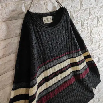 90s 니트 스웨터 보더 블랙 L