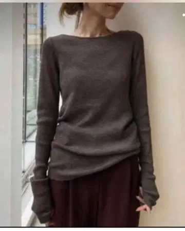 L'Appartement 리브 니트 브라운 보트넥