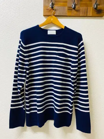 EDIFICE 보더 무늬 캐시미어 100% 스웨터 새상품급