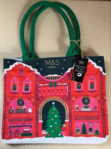 M&S Food Chistmas Cotton Shopper Bag