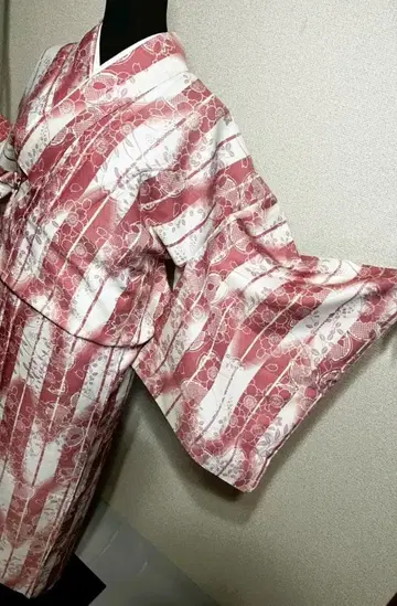 [ 다이쇼 로망풍 ] 코몬 이중 기모노 야가스리 꽃무늬 폴리에스테르