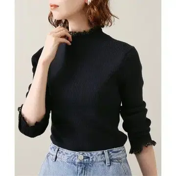 IENA 이에나 레이스 하이넥 리브 풀오버