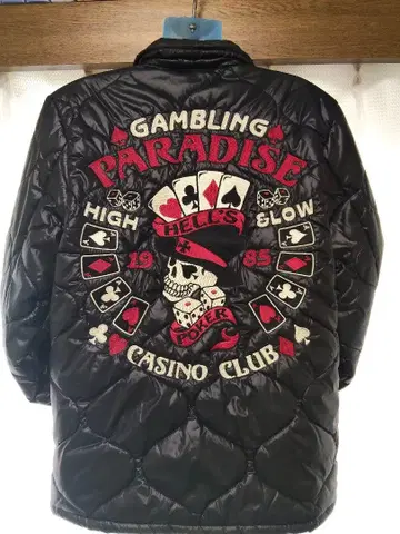 [ 새상품급 ] INFINITY 자수 다운 자켓 해골 자수 스카잔 락