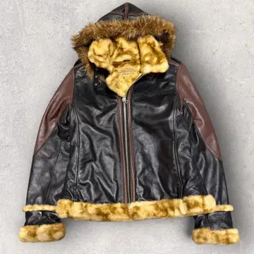 아비렉스 AVIREX 무스탕 후데트 가죽 자켓 B-3 천연 가죽
