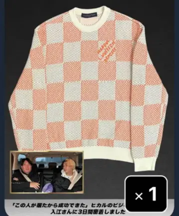 히카루 실착용 L. Vuitton Deposee 체크 무늬 니트 M