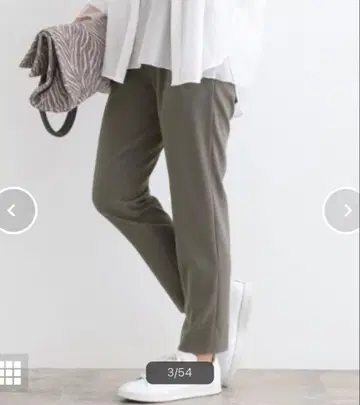 [택 포함 새상품] INDIVI 턱 테이퍼드 팬츠 (스트레치, 허리밴딩)