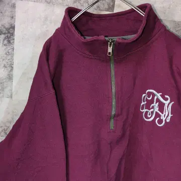 맨투맨 트레이닝복 와인 레드 하프 지퍼 S A28,5