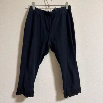 핑크하우스 네이비 캐주얼 팬츠 밑단 프릴