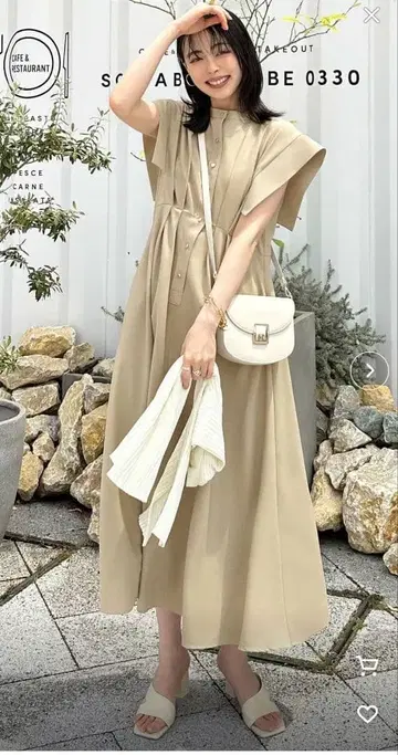 ruirue boutique 메탈 버튼 프렌치 셔츠 롱 원피스 리조트