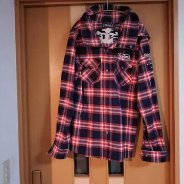 노턴 빨강 파랑 화이트 체크 후드티