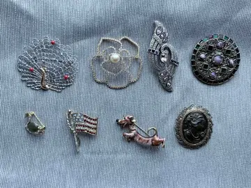 빈티지풍 브로치 8점 묶음 판매 꽃 동물