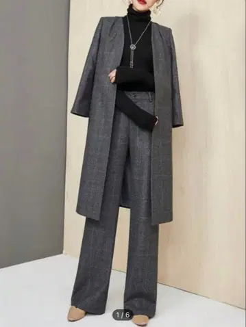 그레이 체크 무늬 팬츠 셋업