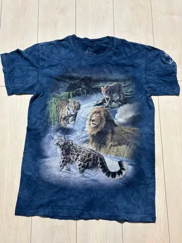 THE MOUNTAIN 다크 블루 T셔츠 동물 프린트 s