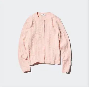 케이블 니트 가디건 L 사이즈 핑크