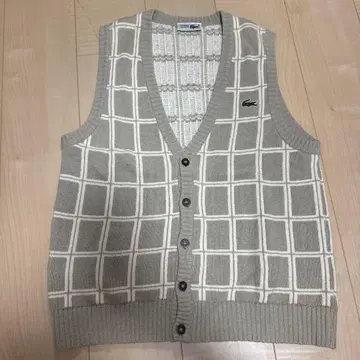 LACOSTE 체크 무늬 니트 베스트