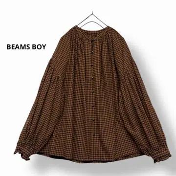 정가 16,280엔 BEAMS BOY 체크 개더 스모크 깅엄 체크