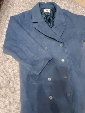 MURUA 블루 더블 브레스트 체스터 코트