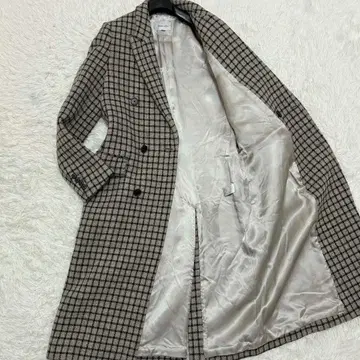 새상품급 스티븐 앨런 더블 체스터 롱 코트 윈도우 체크