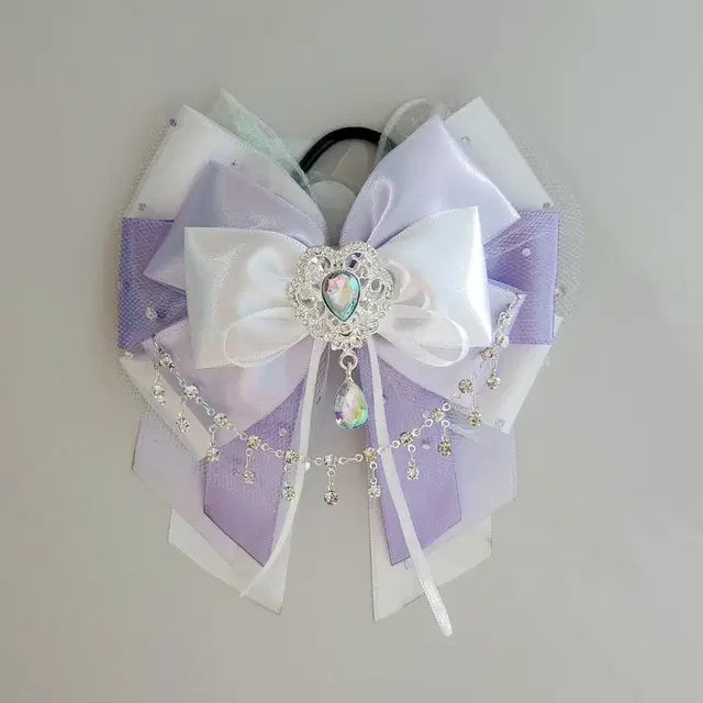 [커미션] 연보라 흰색 화이트 응원봉 리본