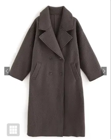 GRL 링 페이크 울 더블 체스터 코트 차콜