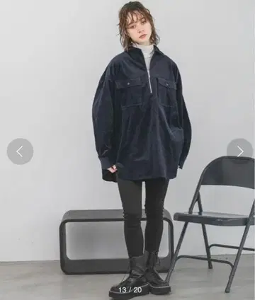 코듀로이 긴팔 하프 지퍼 셔츠