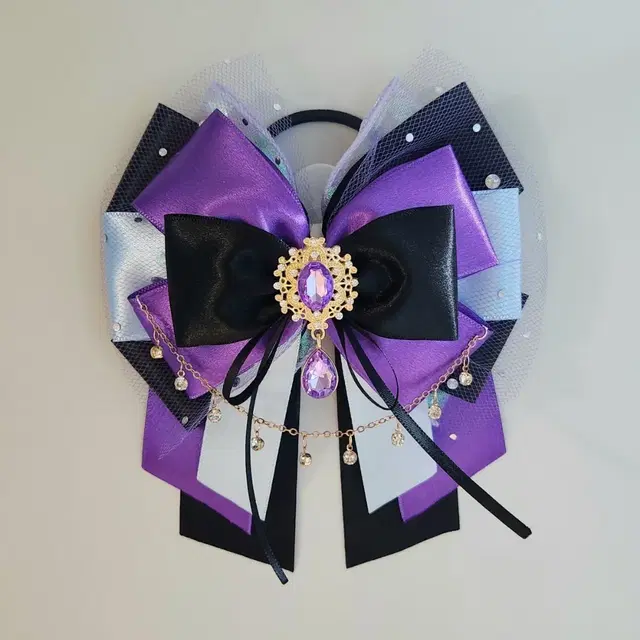 [커미션] 보라 블랙 검정 블루 파랑 킹블응원봉리본챰 커미션