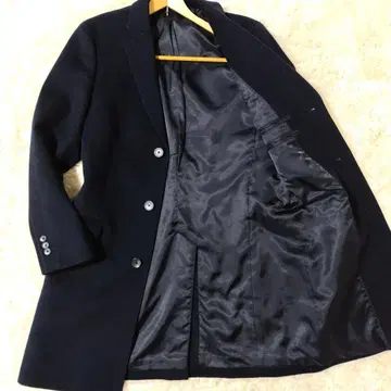 유니클로 체스터 코트 캐시미어 다크 네이비 롱 기장 남성용