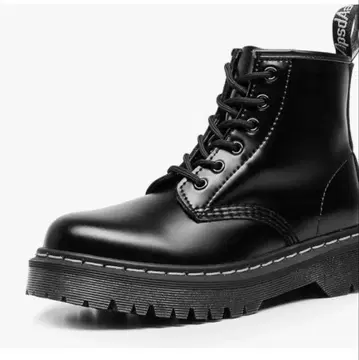 통굽 부츠 6홀 BOOTS 워크 부츠 여성용 화이트 스티치