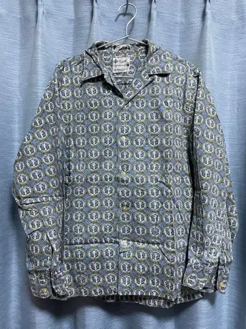 빈티지 50s~60s 올 패턴 오픈 카라 셔츠 코튼