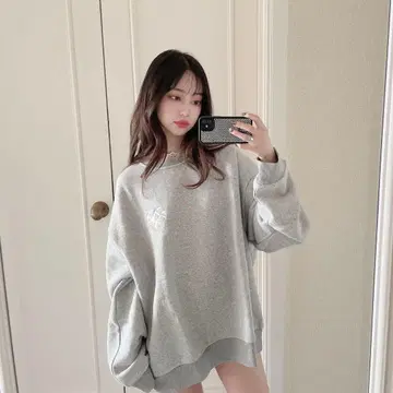 나카무라 리사 오버 사이즈 맨투맨 미니 원피스 화이트 속기모