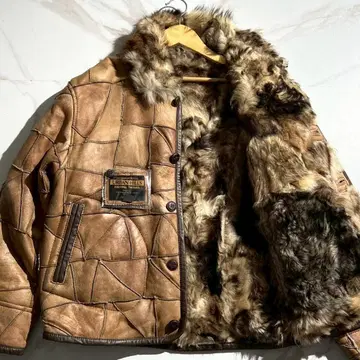 레어 빈티지 패치워크 무스탕 x 전체 퍼 가죽 자켓