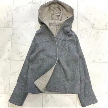 새상품급 띠어리 럭스 울 혼방 후디드 코트 그레이 루즈핏