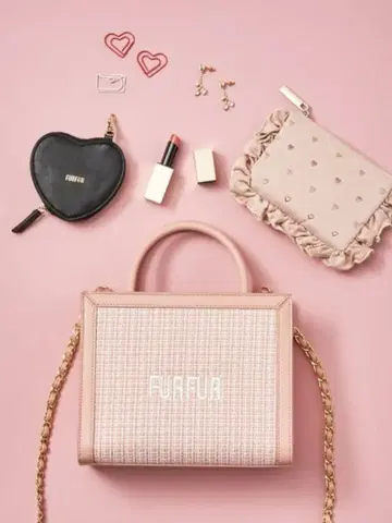 FURFUR 퍼퍼 트위드 로고 토트백 핑크