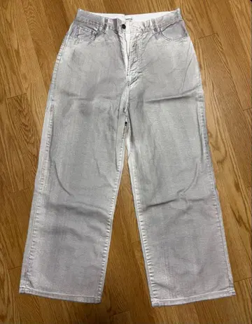 라이트 그레이 와이드 레그 데님 팬츠