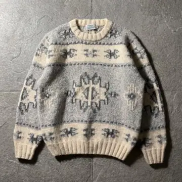 NEW YORKER 노르딕 무늬 스웨터 눈꽃 무늬 남성용 M 그레이
