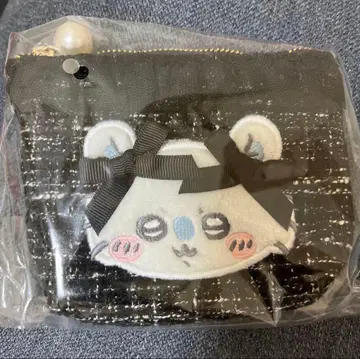 트위드 티슈 파우치 치이카와 (먼작귀) 리본 화장품 소품함 파우치 모몽가