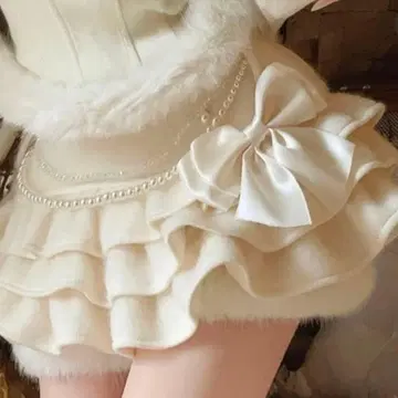 bobon21 미니 리본 프릴 밑단 퍼 스커트 거의 미사용 보봉니쥬이치