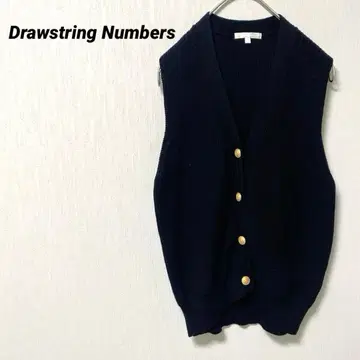 드로잉 넘버스 블랙 니트 베스트 골드 버튼 슬리브리스 38