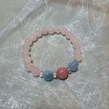 파워스톤 팔찌 로즈쿼츠 x 아쿠아 마린