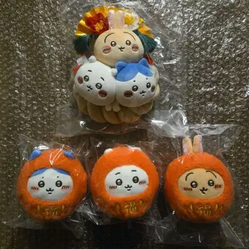 치이카와 (먼작귀) 장식용 짚 로프 달마 봉제 인형 4개 세트 묶음 판매