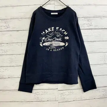 BAYFLOW 로고 프린트 맨투맨 트레이닝복 구제 의류풍 인기 네이비