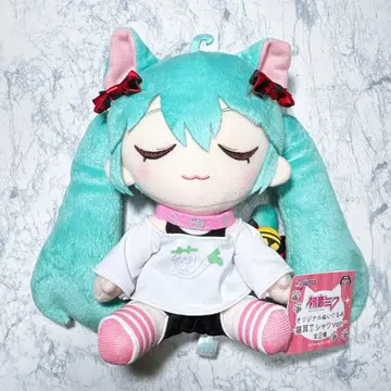 하츠네 미쿠 오리지널 봉제 인형 ~고양이 귀 T셔츠 ver.~ 눈 감음