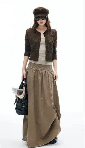 IAMXIAA 드레이프 웨이스트 맥시 스커트