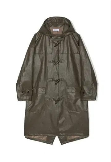 PARTIMENTO 비건 레더 더플 롱 코트 브라운