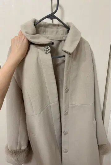 INGNI 핑크 베이지 플리스 롱 코트