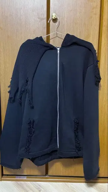 grancy 니트 레이어드 디자인 지퍼 후디