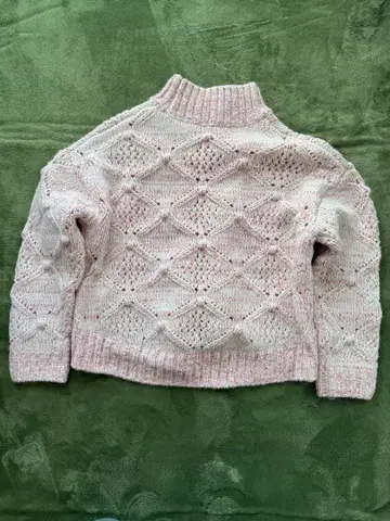 블루 프랑세 귀여운 레이스 뜨기 핑크 니트 스웨터