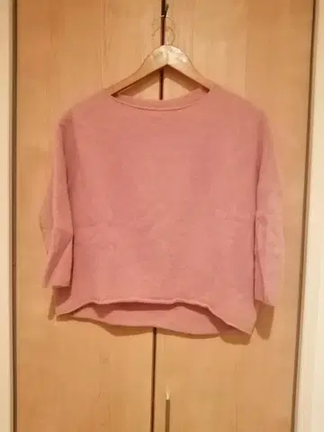 NOBLE 노블 핑크 7부 소매 니트 심플 일본제 모100%